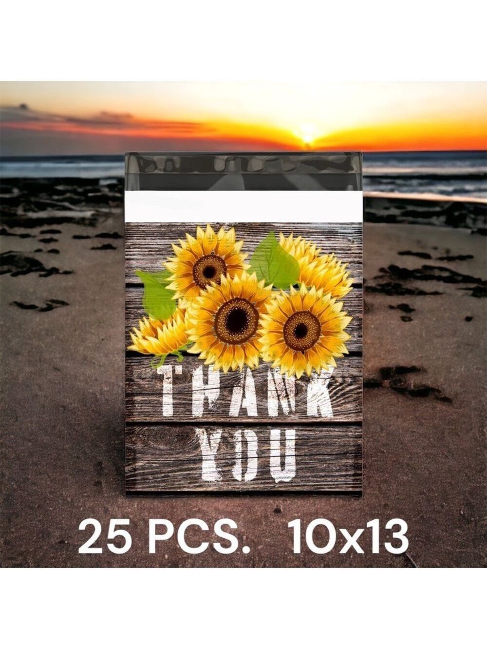 25 10X13 Poly Mailers Sunflower Thank You Shipping Envelopes PRICE IS FIRM Fall - Picture 6 of 6